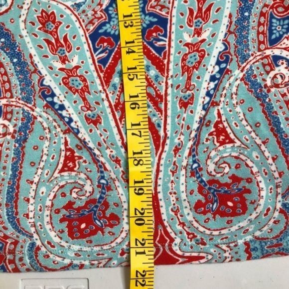 Jones New York Sport Blue Red Large Boho Print Top - Picture 9 of 11
